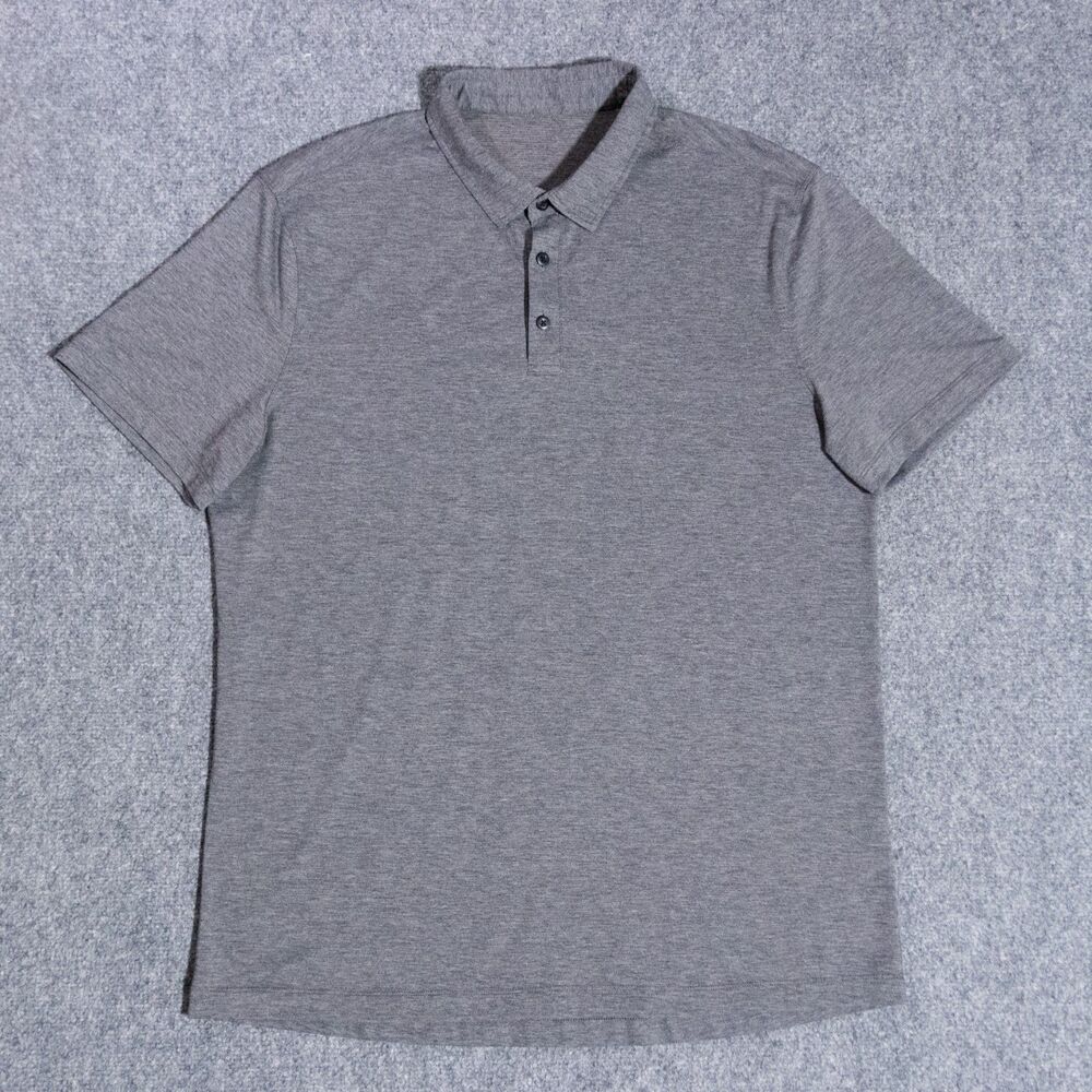 Lululemon Evolution Polo Shirt Men's XL Gray Short Sleeve Performance Stretch